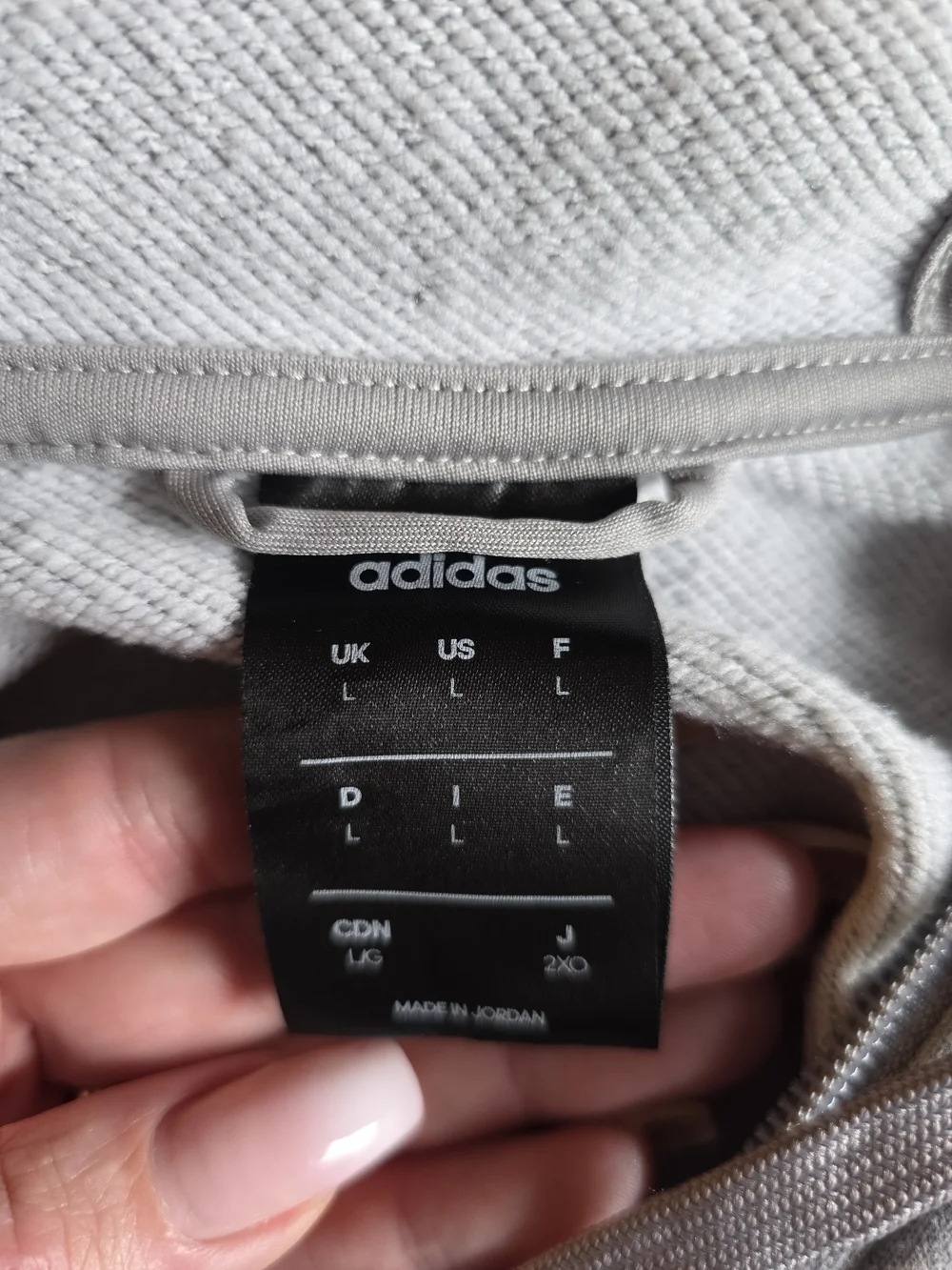 adidas Essentials 3-Stripes Full Zip Hoodie | Size Large | Heather Gray